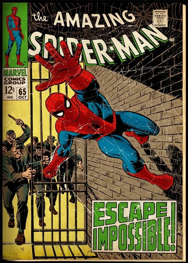 Vintage Marvel Spiderman Canvas Wall Art