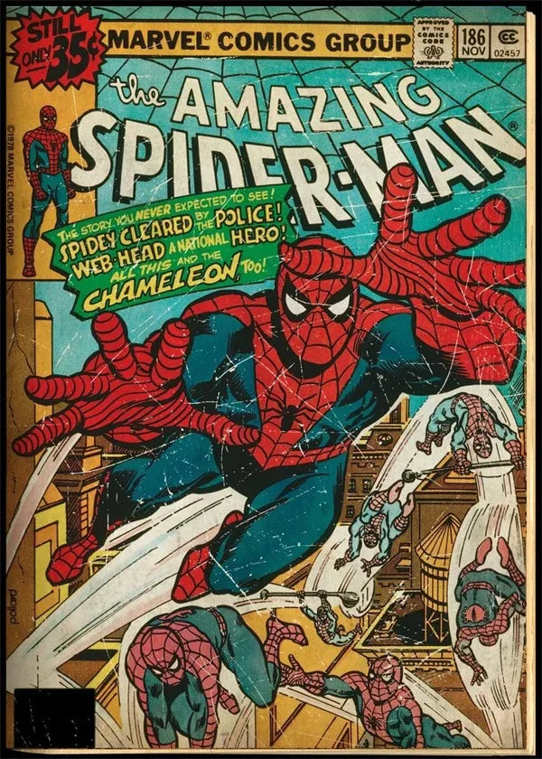 Vintage Marvel Spiderman Canvas Wall Art