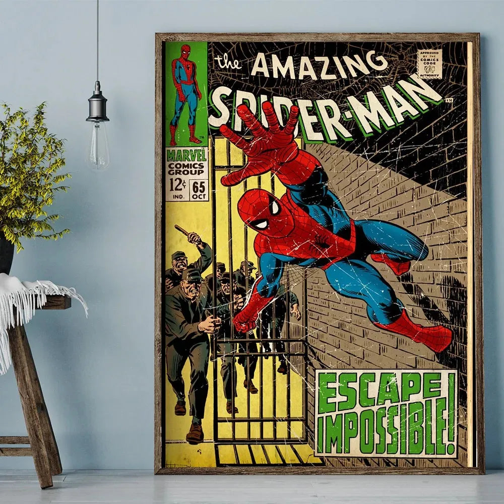 Vintage Marvel Spiderman Canvas Wall Art