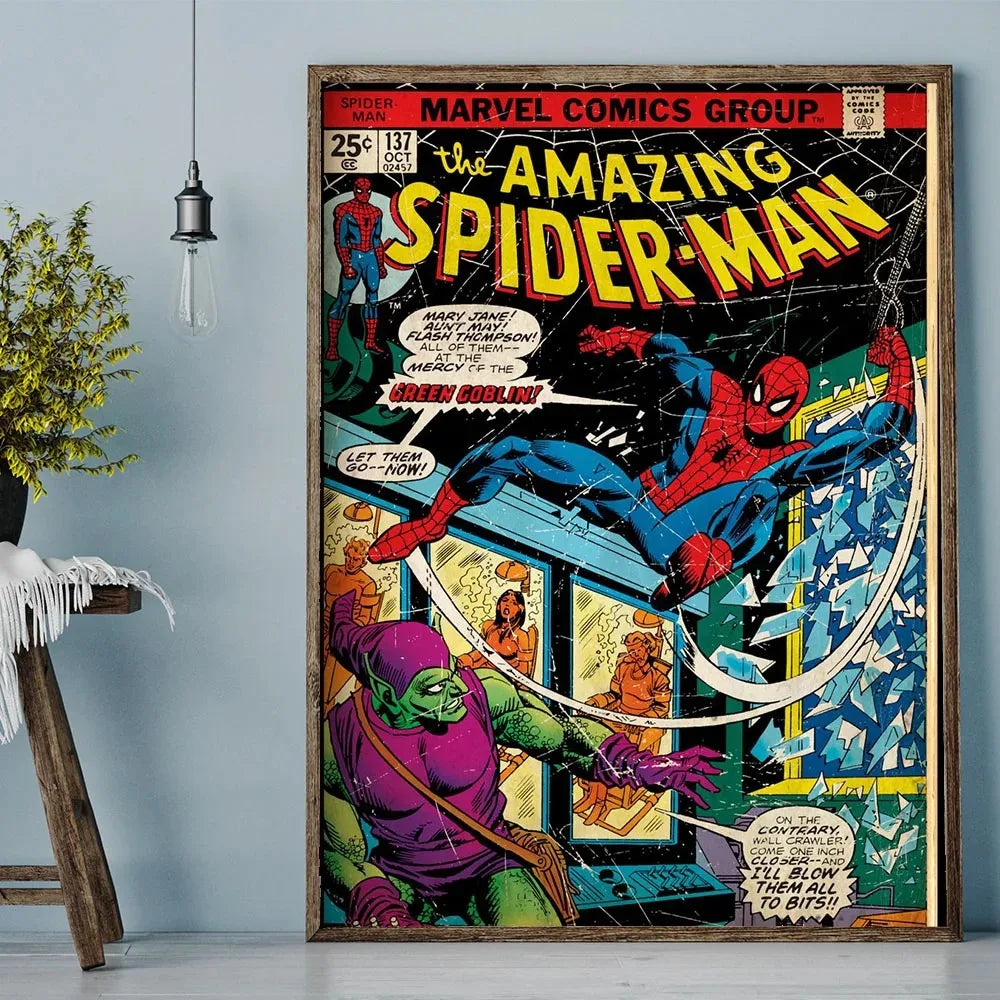 Vintage Marvel Spiderman Canvas Wall Art