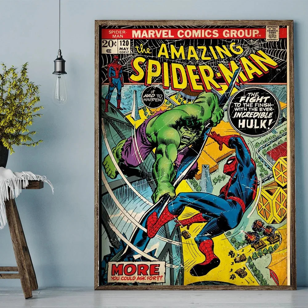 Vintage Marvel Spiderman Canvas Wall Art